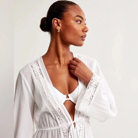 Abercrombie & Fitch Longsleeve Front Tie Maxi Dress Coverup - Picture 3 of 8